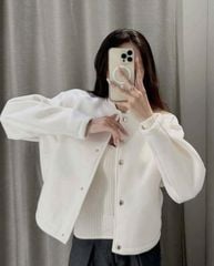 VGU1651 ÁO KHOÁC BOMBER DẠ TRẮNG