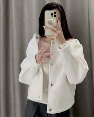VGU1651 ÁO KHOÁC BOMBER DẠ TRẮNG
