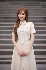 VGU1668 - ĐẦM DÀI XẾP LY PHỐI CÀ VẠT - KÈM NỊT