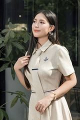 VGU1668 - ĐẦM DÀI XẾP LY PHỐI CÀ VẠT - KÈM NỊT