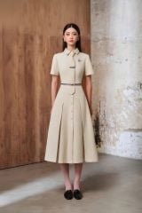 VGU1668 - ĐẦM DÀI XẾP LY PHỐI CÀ VẠT - KÈM NỊT