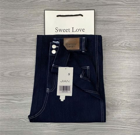 TB9149 - QUẦN JEAN DÀI PHỐI NÚT- MÀU XANH ĐEN