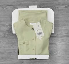 TB9443 SET CÔNG SỞ ÁO NÚT NGỌC - CHÂN VÁY A DÀI (XANH)