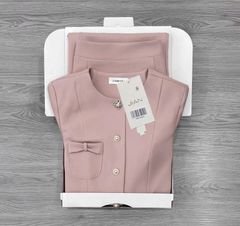 TB9441 SET CÔNG SỞ ÁO NÚT NGỌC - CHÂN VÁY A DÀI (HỒNG)