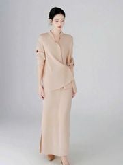 VGU1693 SET SƠMI LỤA TK VẠT CHÉO - CV DÀI