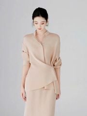 VGU1693 SET SƠMI LỤA TK VẠT CHÉO - CV DÀI