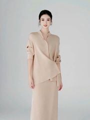 VGU1693 SET SƠMI LỤA TK VẠT CHÉO - CV DÀI