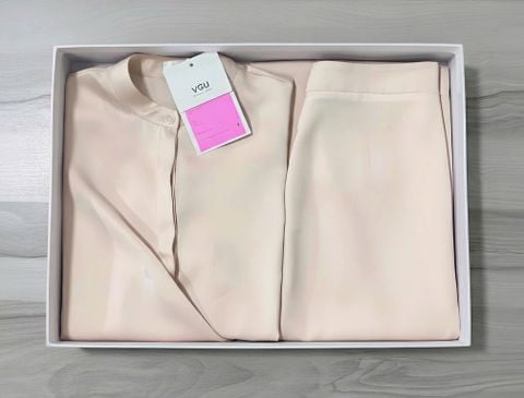 VGU1693 SET SƠMI LỤA TK VẠT CHÉO - CV DÀI