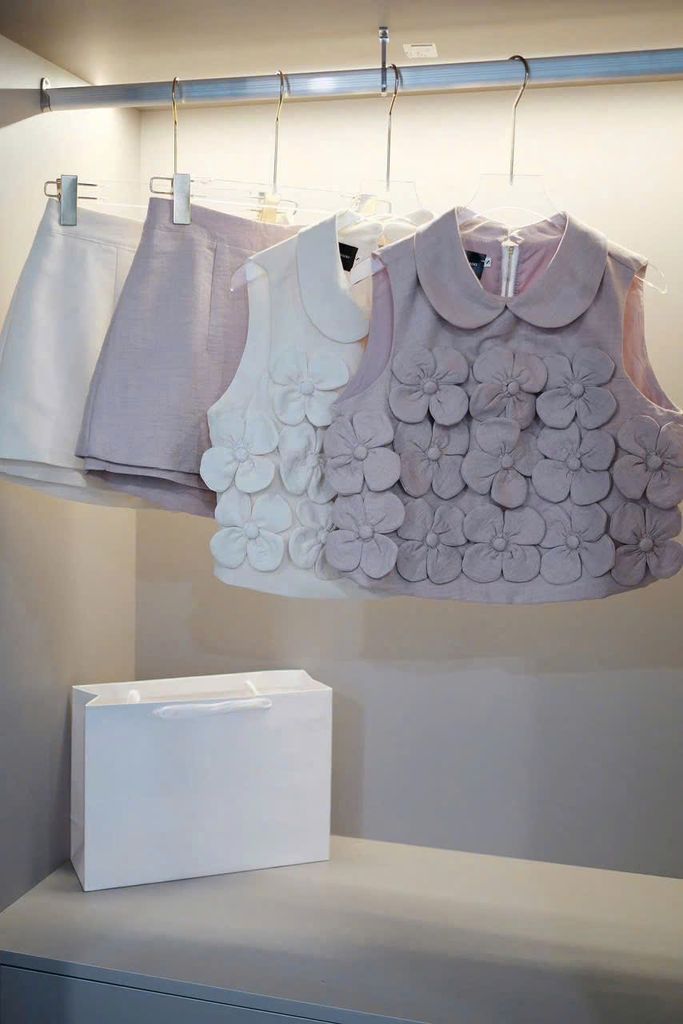 TB9389 SET ÁO CỔ SEN KẾT HOA NỔI - CV NGẮN (HỒNG CAM)