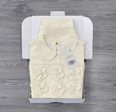 TB9390 SET ÁO CỔ SEN KẾT HOA NỔI - CV NGẮN (KEM)