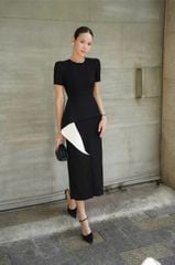 SKY9473 - ĐẦM DÁNG DÀI VẠT PHỐI TRẮNG