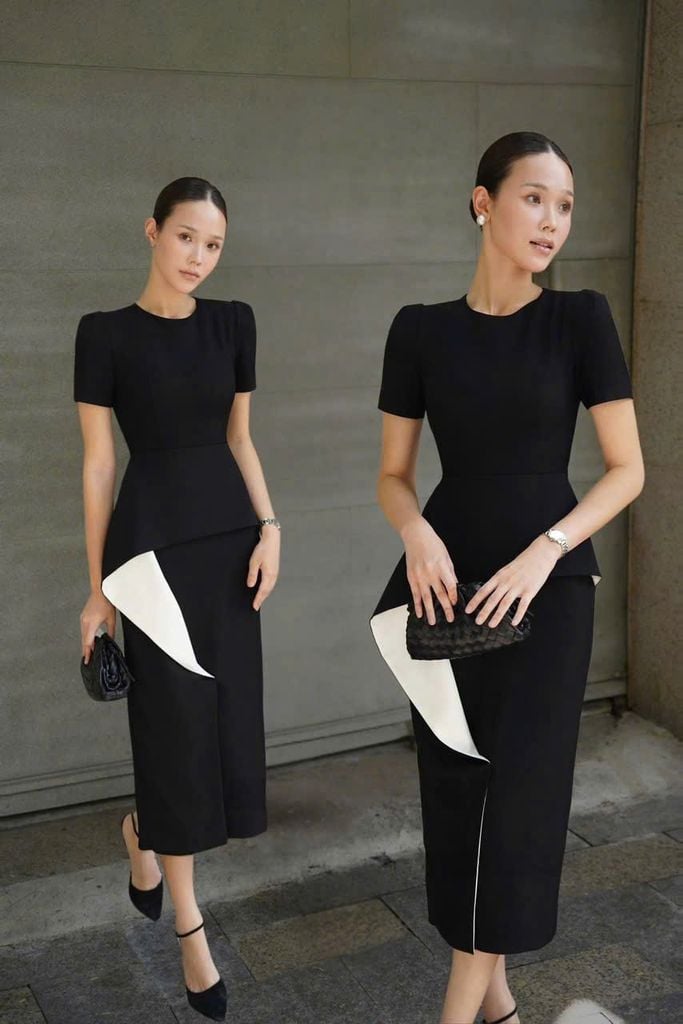 SKY9473 - ĐẦM DÁNG DÀI VẠT PHỐI TRẮNG