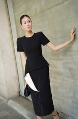 SKY9473 - ĐẦM DÁNG DÀI VẠT PHỐI TRẮNG