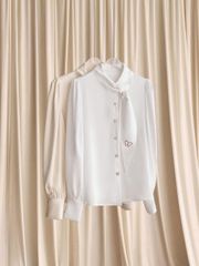 VGU1708 - ÁO SƠ MI KIỂU TAY DÀI THÊU BƯỚM ( ÁO LẺ)- MÀU TRẮNG