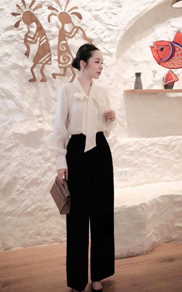 SHE4682 - SET ÁO TAY DÀI THANH LỊCH - QUẦN TÂY ĐEN ( KÈM ÁO 2 DÂY)