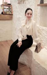 SHE4682 - SET ÁO TAY DÀI THANH LỊCH - QUẦN TÂY ĐEN ( KÈM ÁO 2 DÂY)