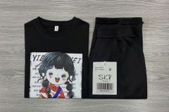 SKY9497 - SET BỘ IN HÌNH BÉ GÁI MÁI NGỐ - SET ĐEN