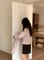 LEN4599 KHOÁC DẠ ÉP CHẠY VIỀN KÈM CHOÀNG (HỒNG)