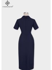 OAK0157 ĐẦM DÀI CỔ SƠMI THANH LỊCH (NÂU)