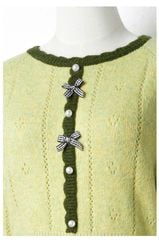 LEN4633 ÁO LEN NƠ TAY DÀI NÚT NGỌC (X.ĐẬU)