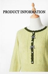 LEN4633 ÁO LEN NƠ TAY DÀI NÚT NGỌC (X.ĐẬU)