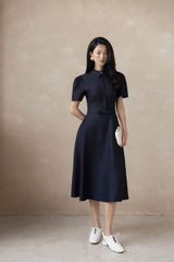 SKY9494 ĐẦM CỔ SƠMI DÁNG DÀI BASIC (X.ĐEN)