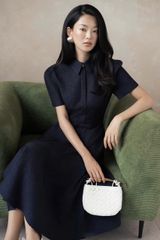 SKY9494 ĐẦM CỔ SƠMI DÁNG DÀI BASIC (X.ĐEN)