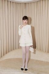 VGU1736 SET VEST TAY DÀI PHỐI ĐAI - QUẦN SHORT (KEM)