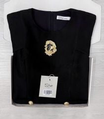 SHE4696 ĐẦM ĐEN TK PHỐI TAG