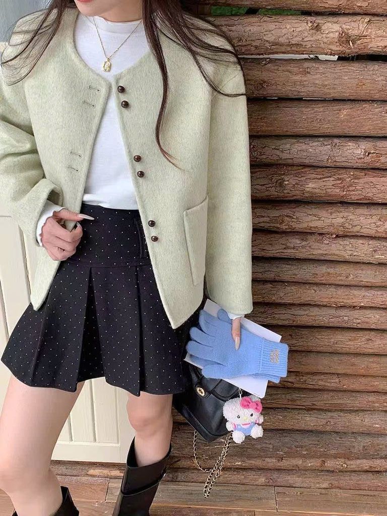 LEN4811 KHOÁC DẠ ÉP NÚT ĐÔI PHỐI TÚI (X.ĐẬU) 86033