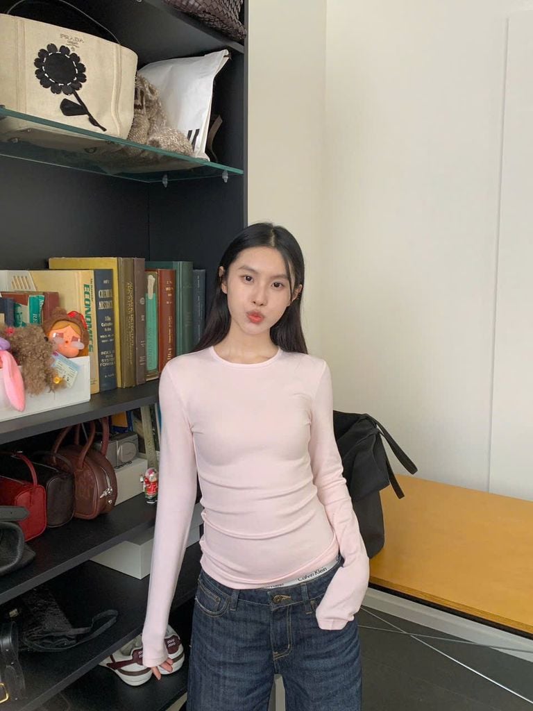 LEN4824 ÁO THUN TRƠN TAY DÀI WGWE (ĐỎ)