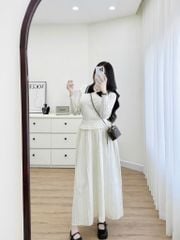 LEN4830 SET LEN POLO - CV DÀI VIỀN BÈO (KEM)