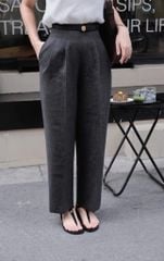 SKY9538 SET CÔNG SỞ ÁO NÚT KIỂU - QUẦN BAGGY (XÁM)