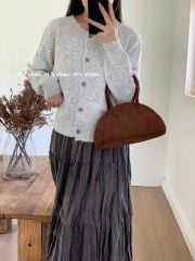 LEN4744 KHOÁC LEN NƠ MÀU ĐÍNH NỔI (XÁM) 337