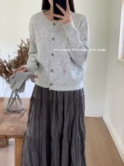 LEN4744 KHOÁC LEN NƠ MÀU ĐÍNH NỔI (XÁM) 337