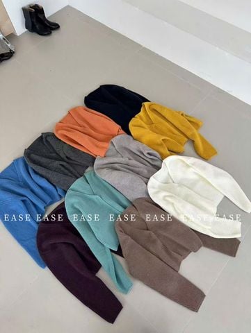 LEN4779 KHOÁC LEN BASIC CỔ V (KEM)