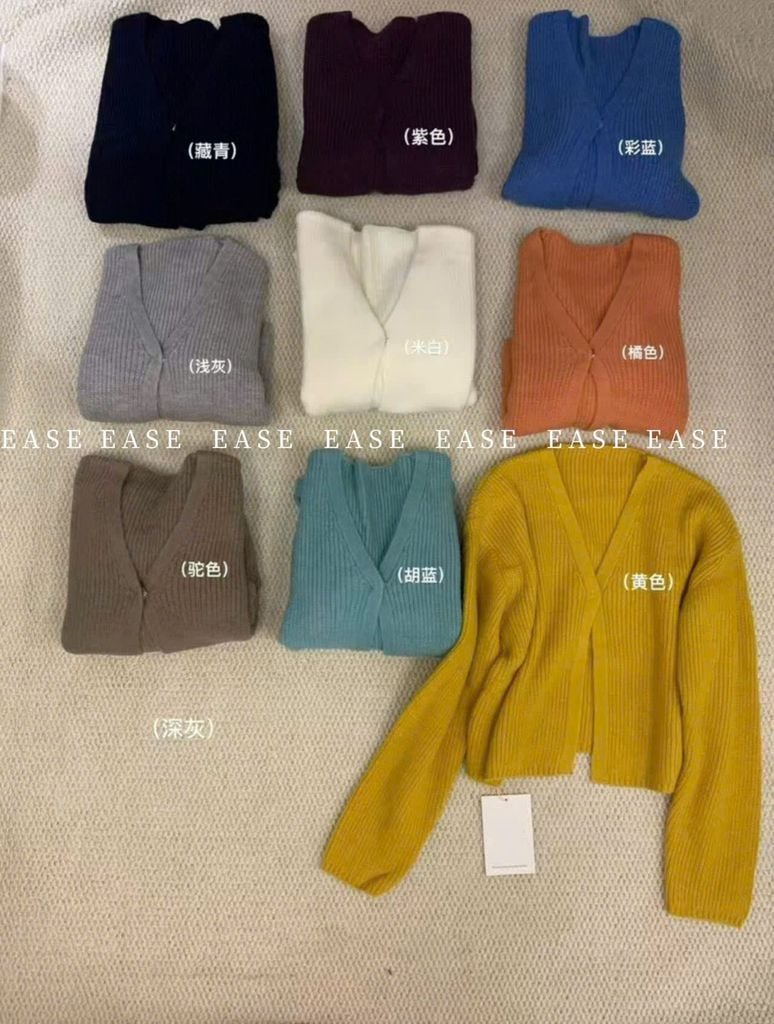 LEN4779 KHOÁC LEN BASIC CỔ V (KEM)