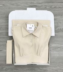 KS1509 - ĐẦM CỐ SƠ MI DÁNG DÀI ( KÈM DÂY NƠ RỜI )- MÀU KEM