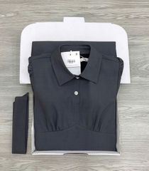 KS1510 - ĐẦM CỐ SƠ MI DÁNG DÀI ( KÈM DÂY NƠ RỜI )- MÀU XÁM