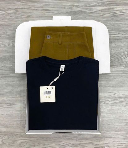 KS1516 - SET ÁO THUN ĐEN - QUẦN KAKI DÀI ( KO KÈM NỊT)
