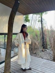 LEN4791 KHOÁC DẠ ÉP DÁNG DÀI + CHOÀNG (KEM) 9964