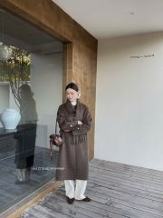 LEN4790 KHOÁC DẠ ÉP DÁNG DÀI + CHOÀNG (NÂU) 9964