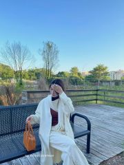 LEN4791 KHOÁC DẠ ÉP DÁNG DÀI + CHOÀNG (KEM) 9964