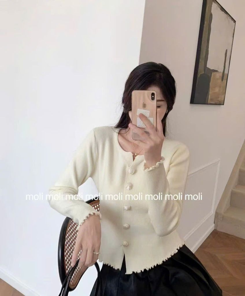 LEN4910 ÁO LEN NÚT HOA (XÁM) 10131