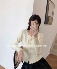 LEN4910 ÁO LEN NÚT HOA (XÁM) 10131