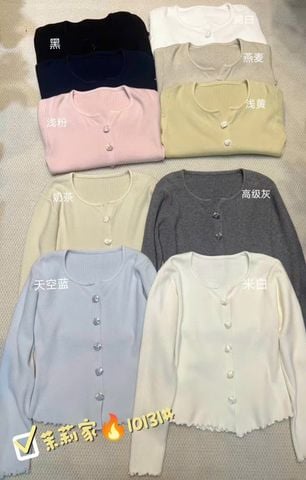 LEN4912 ÁO LEN NÚT HOA (KEM) 10131