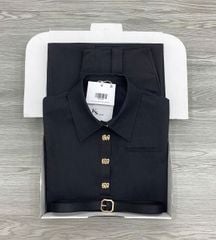 KS1511 - SET ÁO SƠ MI TAY NGẮN PHỐI NÚT KIỂU- QUẦN TAY DÀI ( KÈM NỊT)