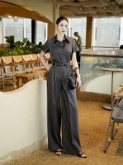 KS1511 - SET ÁO SƠ MI TAY NGẮN PHỐI NÚT KIỂU- QUẦN TAY DÀI ( KÈM NỊT)