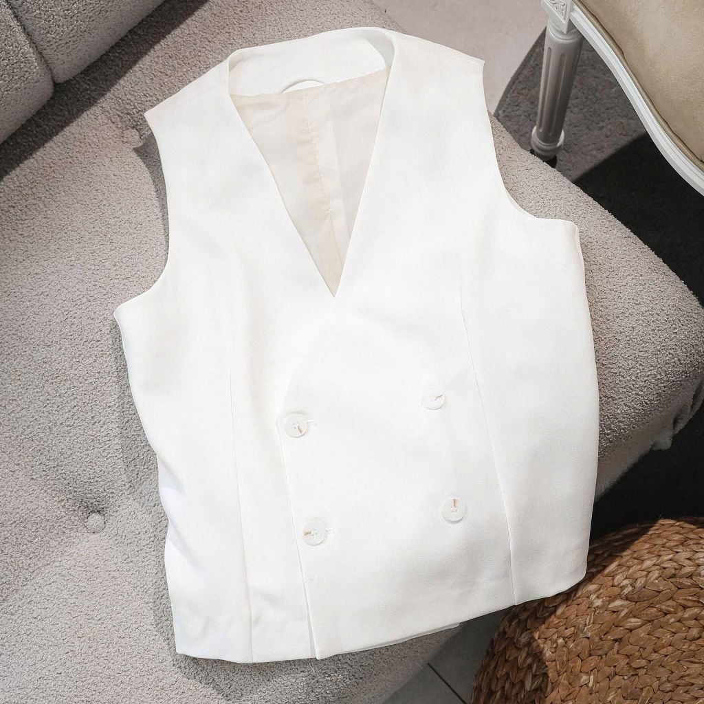 SHE4707 - ÁO GILE ĐÚP LÓT - MÀU TRẮNG