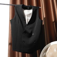 SHE4708 - ÁO GILE ĐÚP LÓT - MÀU ĐEN